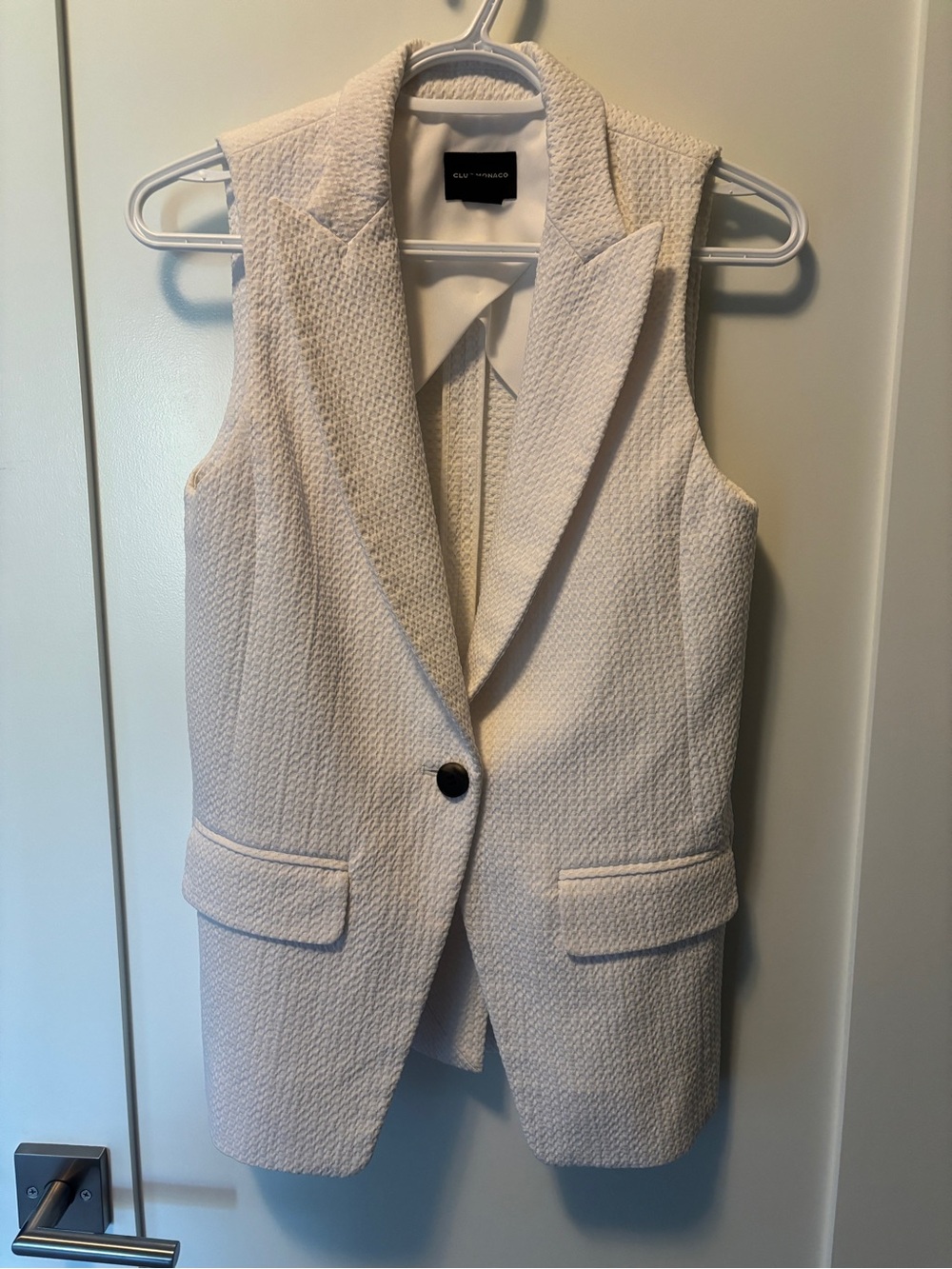 Club Monaco Ivory Textured Sleeveless Blazer Vest